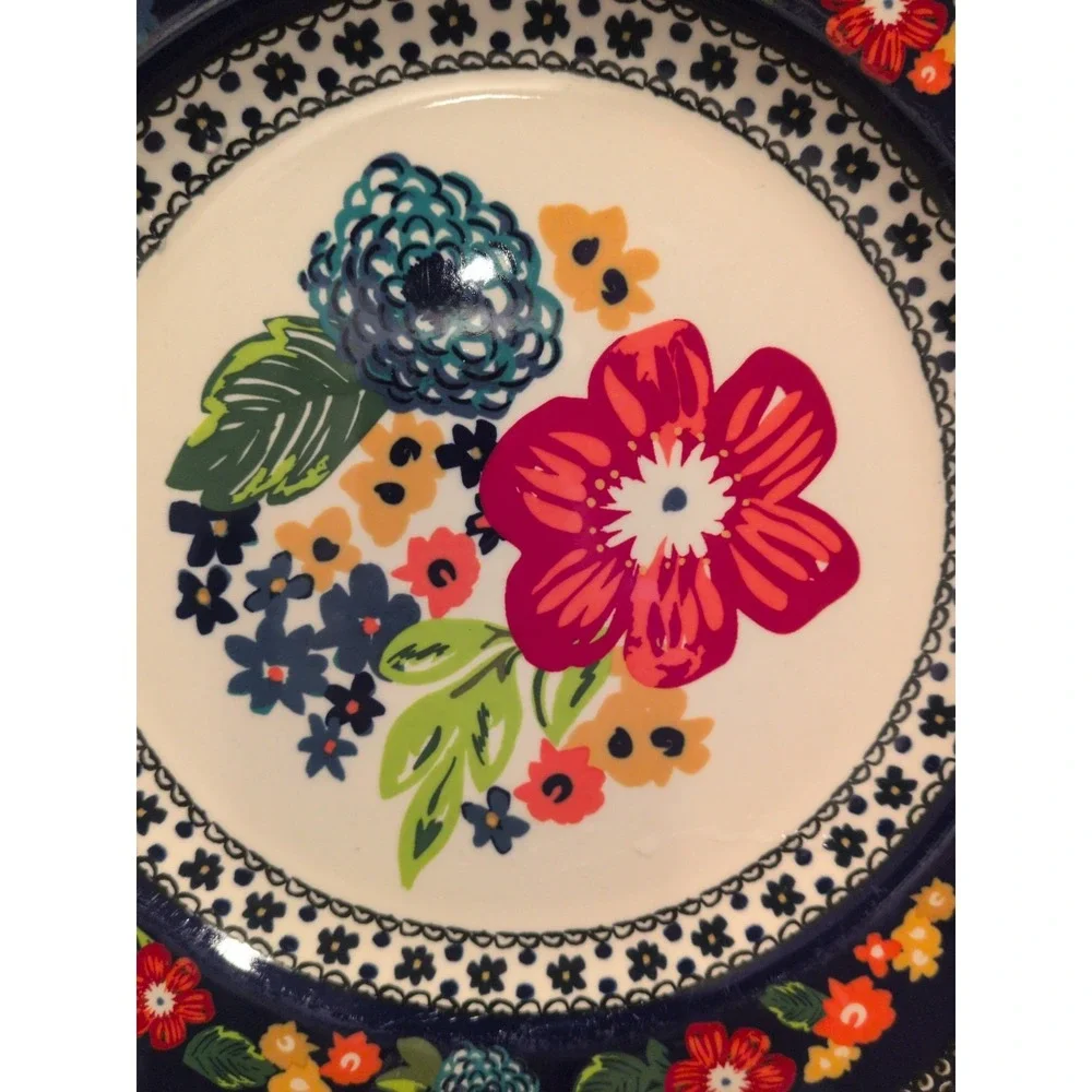 Pioneer Woman Dazzling Dahlias Dinner Plates Cobalt